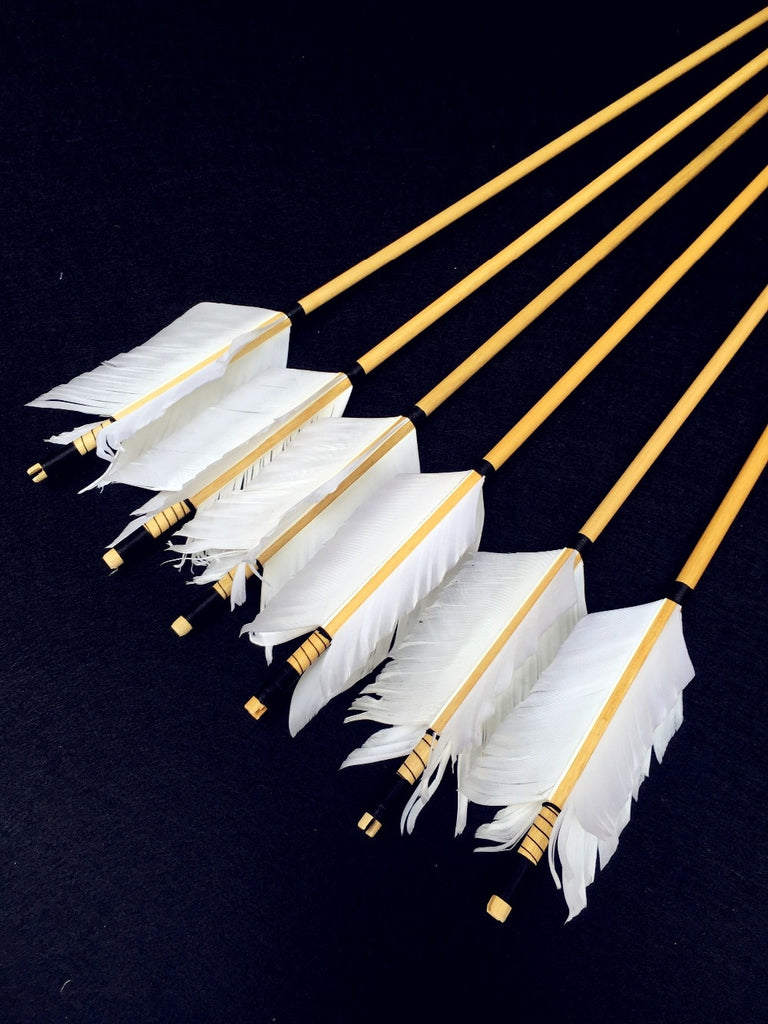 12 PCS Wooden Arrow White Feather