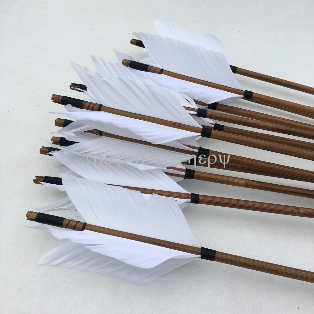 6/12/24 Pcs Archery Wooden Arrows with  Black Nocks